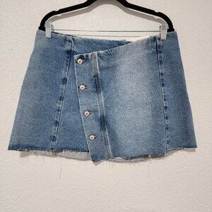 American Eagle Demin Mini Skirt Asymmetrical Button-Front Crossover 12 Chic NWT